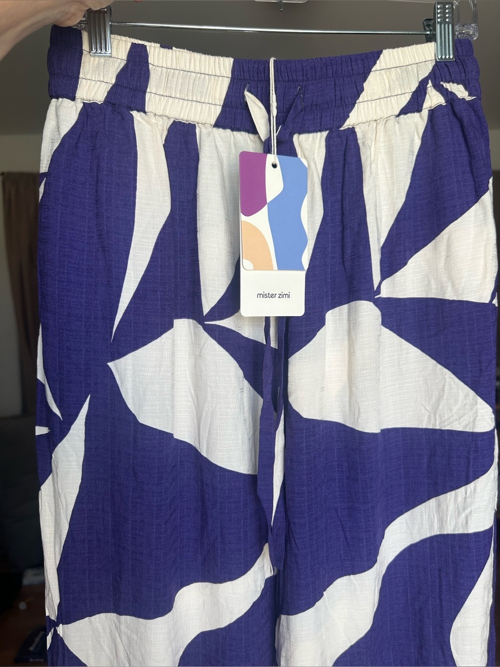 NWT $159 Mister Zimi Navy Wide Leg flowy resort pants M 8